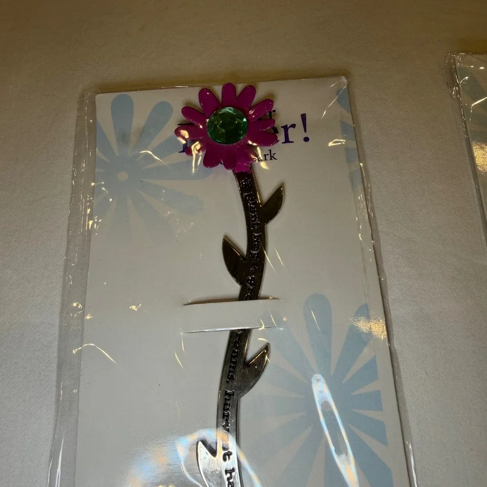 Gifts Plus Inc Flower Power Metal Bookmark Set 5 Pink Daisy Rhinestone  NEW